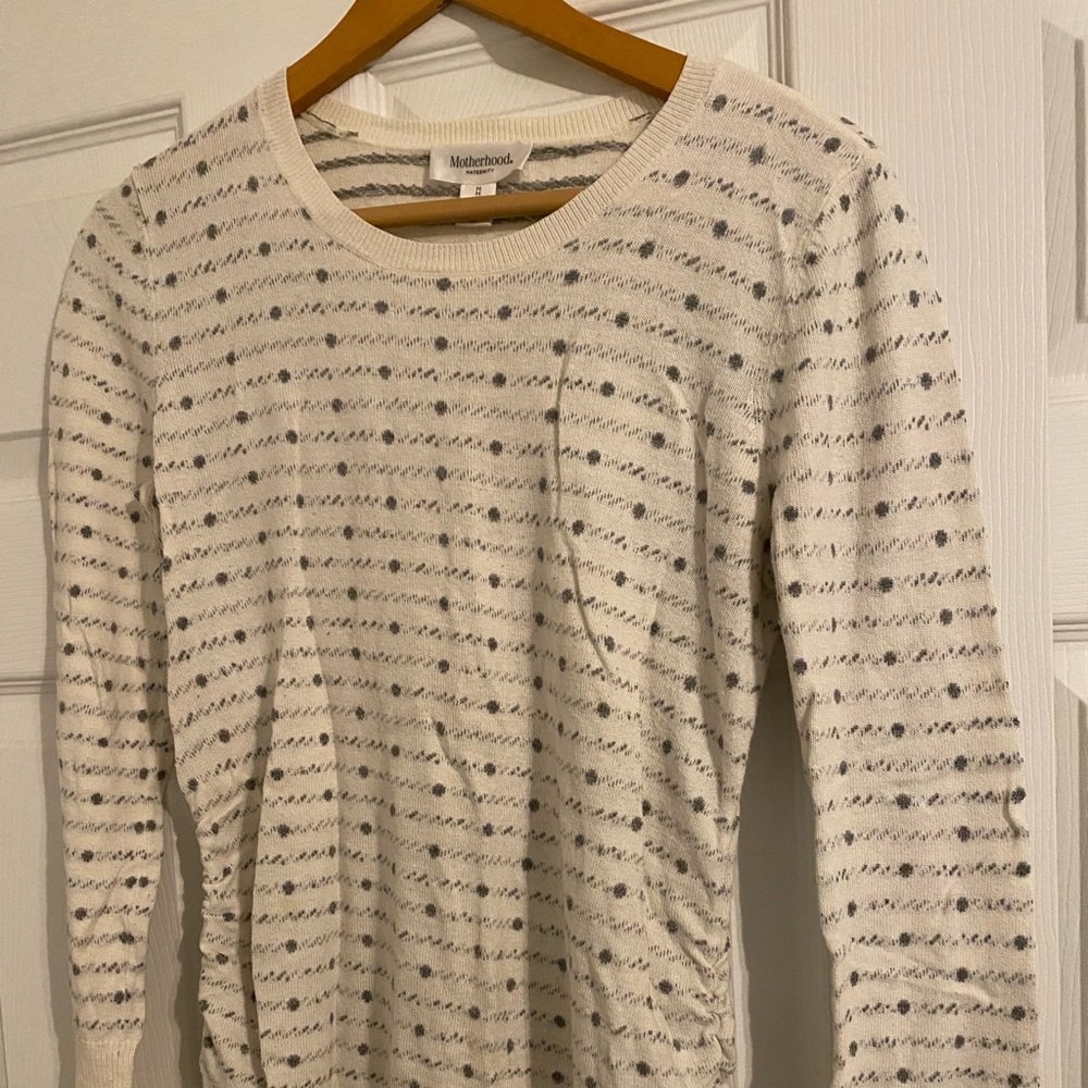 Motherhood maternity long sleeve light polka dot sweater shirt
